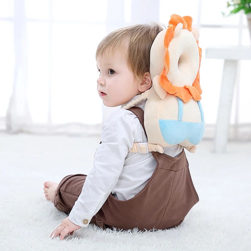 Protetor de cabeça em formato de mochila travesseiro almofada de segurança para criança bebê de 1 a 3 anos,