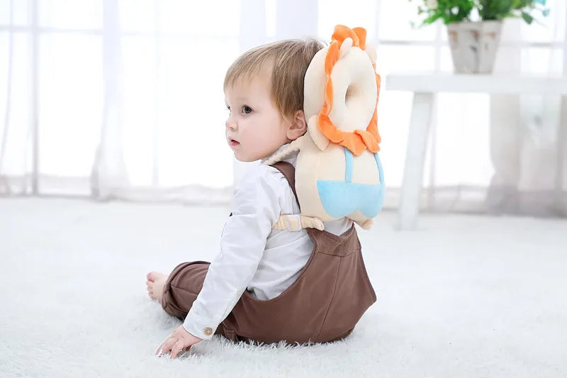 Protetor de cabeça em formato de mochila travesseiro almofada de segurança para criança bebê de 1 a 3 anos,